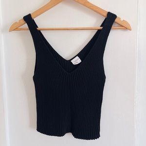 Woven black crop top